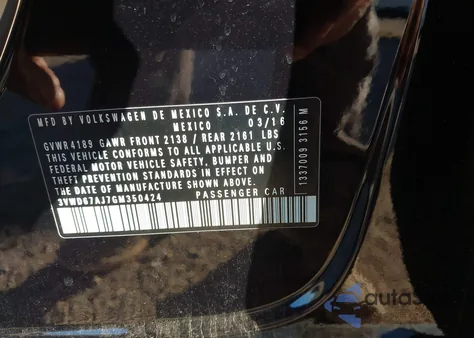 2016 Volkswagen Jetta 1.4T Se from USA, damaged, VIN 3VWD67AJ7GM350424